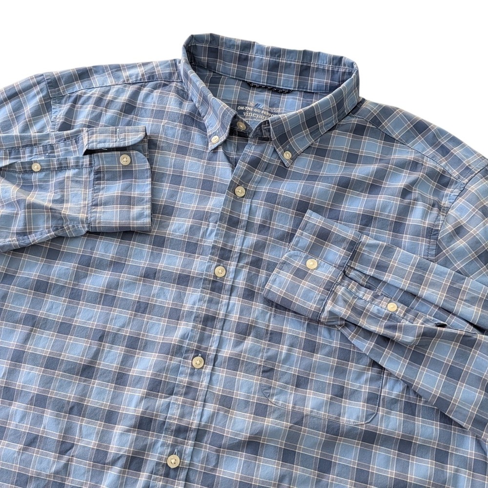 Vineyard Vines‎ OTG brrr Shirt Mens XL Blue Plaid Performance 1W011273